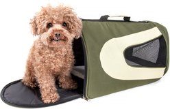 Pet Life Airline Approved Folding Zippered Sporty Mesh Dog Carrier, Green & Khaki, Large
