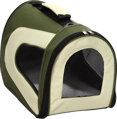 Show full view: Pet Life Airline Approved Folding Zippered Sporty Mesh Dog Carrier, Green & Khaki, Large slide 6 of 6