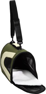 Show full view: Pet Life Airline Approved Folding Zippered Sporty Mesh Dog Carrier, Green & Khaki, Medium slide 5 of 6