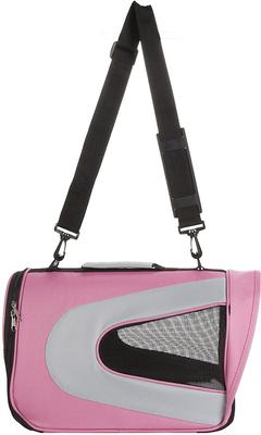 Show full view: Pet Life Airline Approved Folding Zippered Sporty Mesh Dog Carrier, Pink & Cream, Large slide 6 of 10