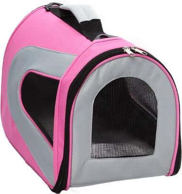 Show full view: Pet Life Airline Approved Folding Zippered Sporty Mesh Dog Carrier, Pink & Cream, Large slide 9 of 10