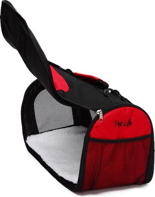 Show full view: Pet Life Airline Approved Folding Zippered Sporty Mesh Dog Carrier, Red & Black, Large slide 5 of 8