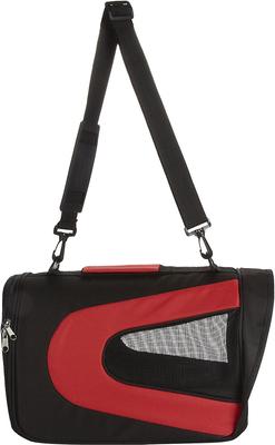 Show full view: Pet Life Airline Approved Folding Zippered Sporty Mesh Dog Carrier, Red & Black, Large slide 6 of 8