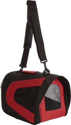 Show full view: Pet Life Airline Approved Folding Zippered Sporty Mesh Dog Carrier, Red & Black, Large slide 7 of 8