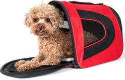 Pet Life Airline Approved Folding Zippered Sporty Mesh Dog Carrier, Red & Black, Medium