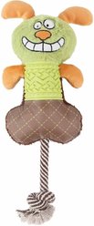 Pet Life All-in-Fun Nylon & Rope Squeaking Rubber Rope & Plush Dog Toy, Green