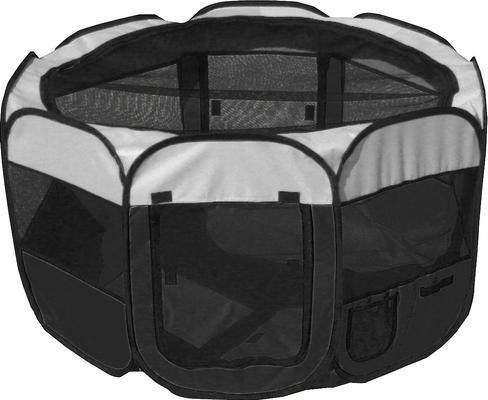 Show full view: Pet Life All-Terrain Wire-Framed Collapsible Travel Dog Playpen, Black & White, Large slide 2 of 4