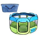 Pet Life All-Terrain Wire-Framed Collapsible Travel Dog Playpen, Blue & Green, Large