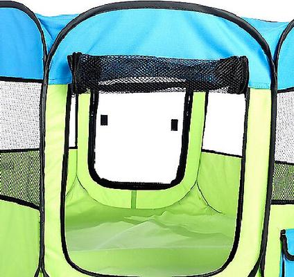 Show full view: Pet Life All-Terrain Wire-Framed Collapsible Travel Dog Playpen, Blue & Green, Large slide 3 of 7