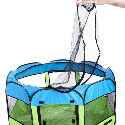 Show full view: Pet Life All-Terrain Wire-Framed Collapsible Travel Dog Playpen, Blue & Green, Large slide 5 of 7