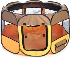 Pet Life All-Terrain Wire-Framed Collapsible Travel Dog Playpen, Brown & Orange, Medium slide 2 of 6