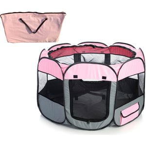 Ruff 'N Ruffus Rounded Portable Foldable Playpen + Carrier & Travel Bowl Dog & Cat Exercise Pen