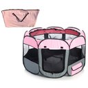 Pet Life All-Terrain Wire-Framed Collapsible Travel Dog Playpen, Pink & Grey, Medium