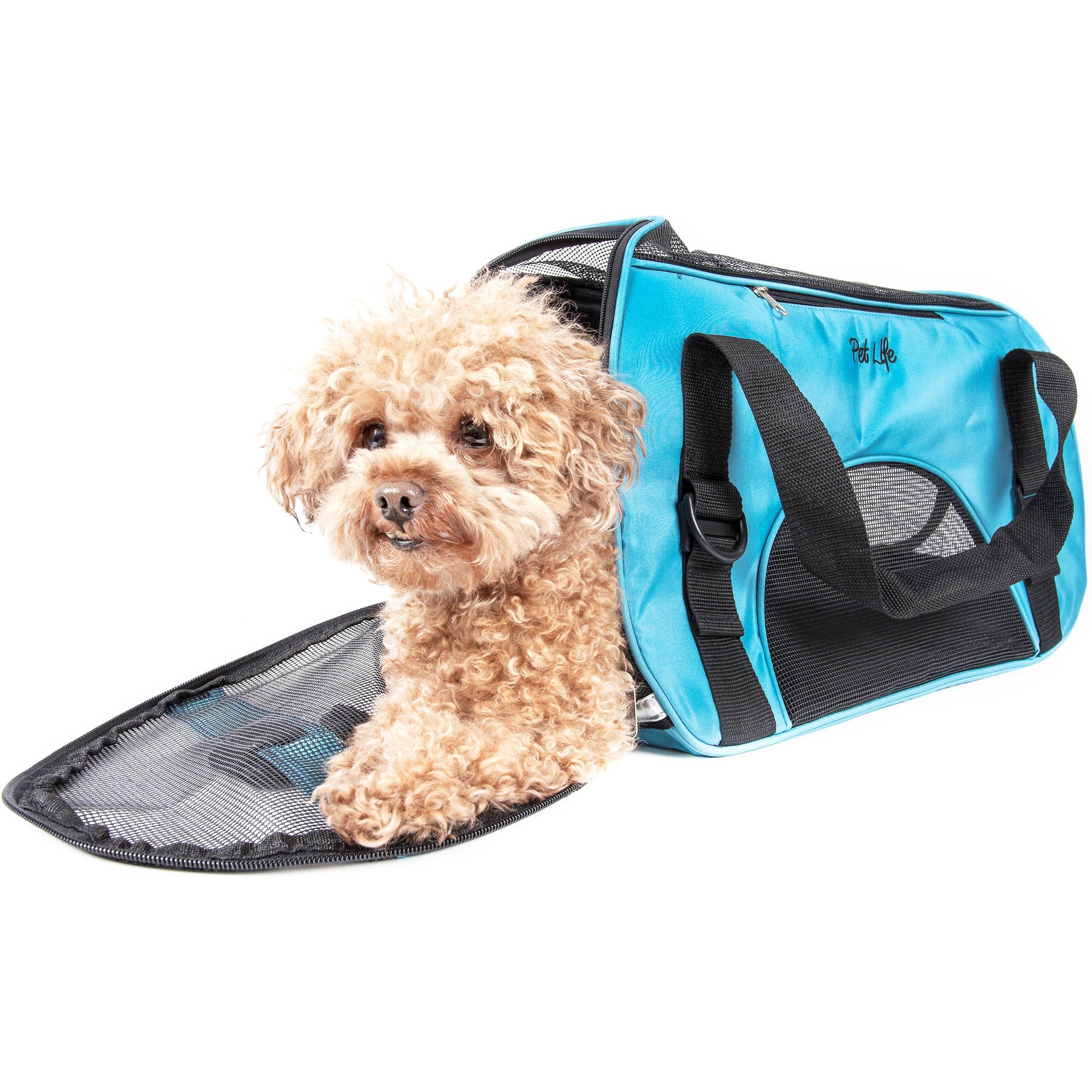 Pet Life Altitude Force Airline Approved Zippered Fashion Dog Carrier, Blue, Large