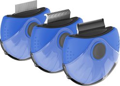 Pet Life Axler Triple Rotating Rake Deshedding & Dematting Grooming Dog & Cat Comb, Blue slide 2 of 2