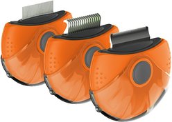 Pet Life Axler Triple Rotating Rake Deshedding & Dematting Grooming Dog & Cat Comb, Orange slide 2 of 2