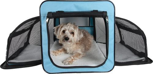 Show full view: Pet Life Capacious Dual-Expandable Soft-Sided Collapsible Travel Dog Crate, Blue, 22.8 inch slide 2 of 7