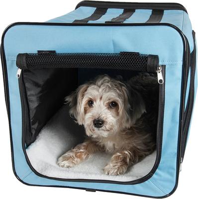 Show full view: Pet Life Capacious Dual-Expandable Soft-Sided Collapsible Travel Dog Crate, Blue, 22.8 inch slide 3 of 7