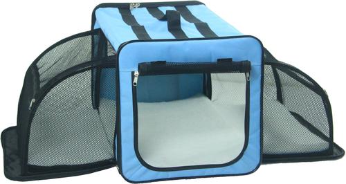 Show full view: Pet Life Capacious Dual-Expandable Soft-Sided Collapsible Travel Dog Crate, Blue, 22.8 inch slide 4 of 7