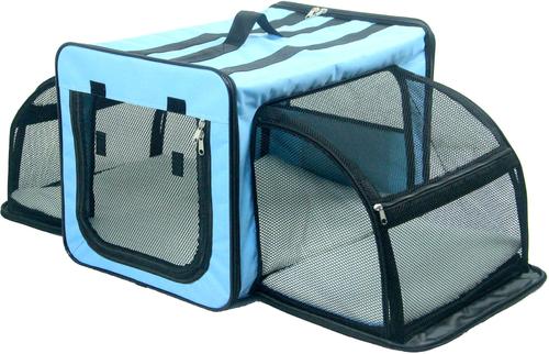 Show full view: Pet Life Capacious Dual-Expandable Soft-Sided Collapsible Travel Dog Crate, Blue, 22.8 inch slide 5 of 7