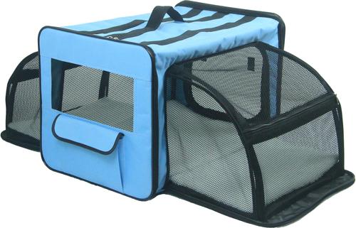 Show full view: Pet Life Capacious Dual-Expandable Soft-Sided Collapsible Travel Dog Crate, Blue, 22.8 inch slide 6 of 7