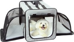 Pet Life Capacious Dual-Expandable Soft-Sided Collapsible Travel Dog Crate, Grey, 27.5 inch