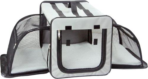 Show full view: Pet Life Capacious Dual-Expandable Soft-Sided Collapsible Travel Dog Crate, Grey, 27.5 inch slide 3 of 9