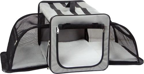 Show full view: Pet Life Capacious Dual-Expandable Soft-Sided Collapsible Travel Dog Crate, Grey, 27.5 inch slide 4 of 9