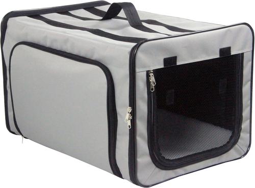 Show full view: Pet Life Capacious Dual-Expandable Soft-Sided Collapsible Travel Dog Crate, Grey, 27.5 inch slide 6 of 9