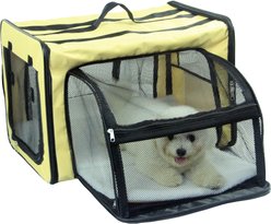 Pet Life Capacious Dual-Expandable Soft-Sided Collapsible Travel Dog Crate, Khaki, 19.3 inch slide 2 of 9