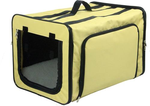 Show full view: Pet Life Capacious Dual-Expandable Soft-Sided Collapsible Travel Dog Crate, Khaki, 19.3 inch slide 6 of 10