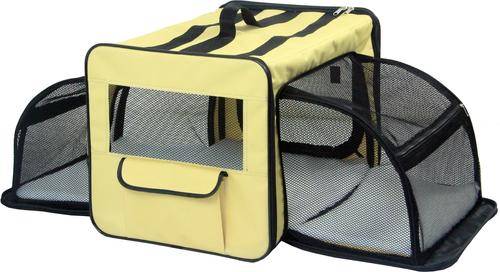 Show full view: Pet Life Capacious Dual-Expandable Soft-Sided Collapsible Travel Dog Crate, Khaki, 22.8 inch slide 5 of 10