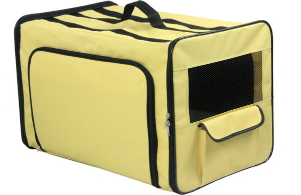 Show full view: Pet Life Capacious Dual-Expandable Soft-Sided Collapsible Travel Dog Crate, Khaki, 22.8 inch slide 7 of 10
