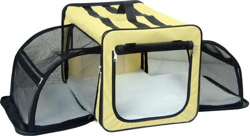 Show full view: Pet Life Capacious Dual-Expandable Soft-Sided Collapsible Travel Dog Crate, Khaki, 27.5 inch slide 4 of 10