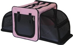 Pet Life Capacious Dual-Expandable Soft-Sided Collapsible Travel Dog Crate, Pink, 31.9 inch