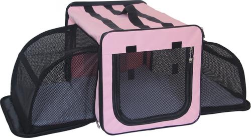 Show full view: Pet Life Capacious Dual-Expandable Soft-Sided Collapsible Travel Dog Crate, Pink, 31.9 inch slide 2 of 8