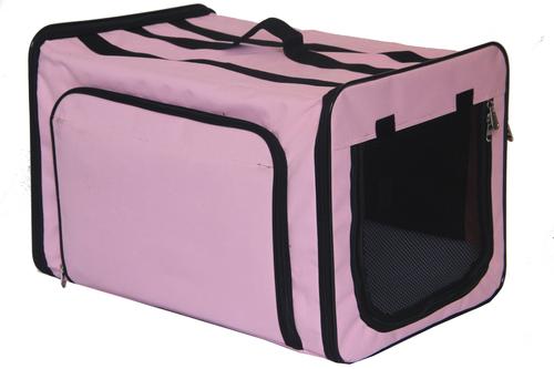Show full view: Pet Life Capacious Dual-Expandable Soft-Sided Collapsible Travel Dog Crate, Pink, 31.9 inch slide 3 of 8