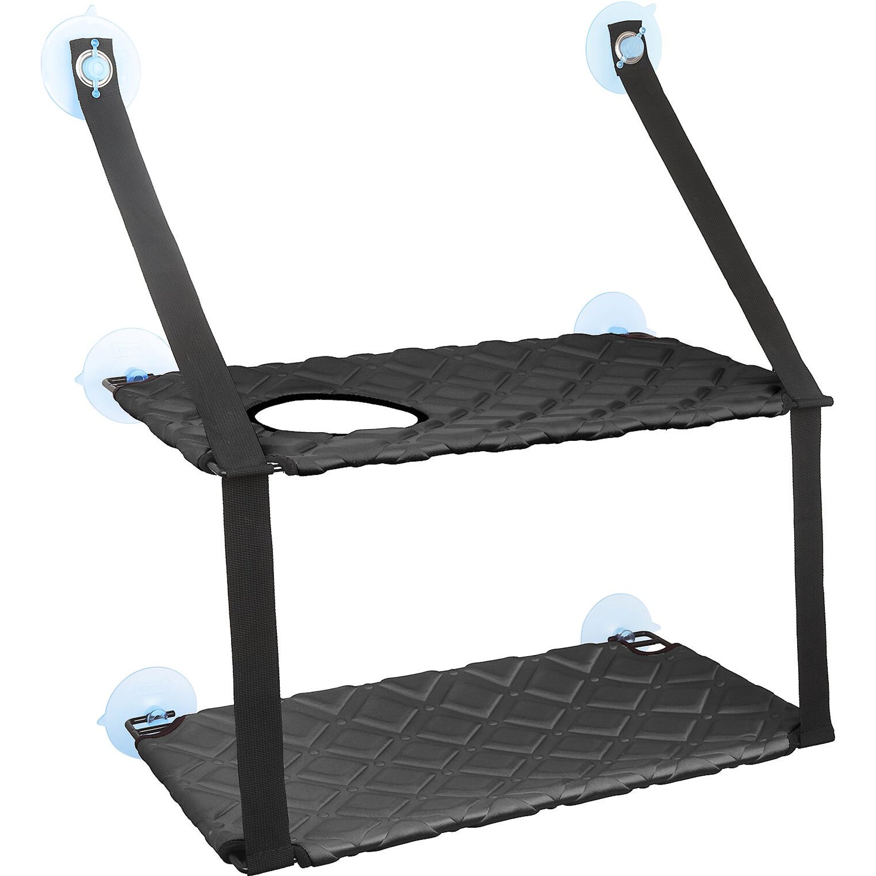 Pet Life Cat Laze Suction Cupped Dual-Leveled Kitty Cat Bed, Black