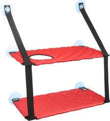 Pet Life Cat Laze Suction Cupped Dual-Leveled Kitty Cat Bed, Red