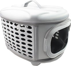Pet Life Circular Shelled Perforate Military Grade Collapsible Dog Carrier, Light Grey slide 2 of 4
