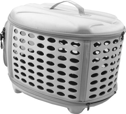 Show full view: Pet Life Circular Shelled Perforate Military Grade Collapsible Dog Carrier, Light Grey slide 4 of 4