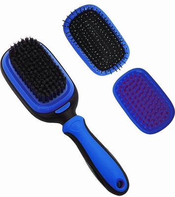 Show full view: Pet Life Conversion 5-in-1 Interchangeable Dematting & Deshedding Bristle Pin & Massage Grooming Dog & Cat Comb, Blue slide 2 of 3