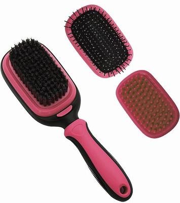 Show full view: Pet Life Conversion 5-in-1 Interchangeable Dematting & Deshedding Bristle Pin & Massage Grooming Dog & Cat Comb, Pink slide 2 of 3