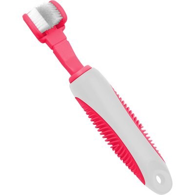 Pet Life Pet Life Denta-Clean Dual-Sided Action Bristle Dog & Cat Toothbrush, Pink