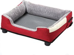 Pet Life Dream SmartElectronic Heating & Cooling Bolster Dog Bed, Burgundy Red, Medium