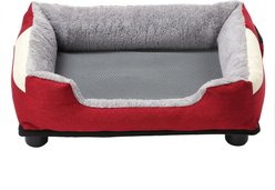 Pet Life Dream SmartElectronic Heating & Cooling Bolster Dog Bed, Burgundy Red, Medium slide 2 of 5