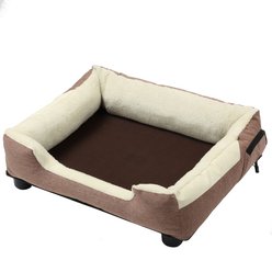 Pet Life Dream SmartElectronic Heating & Cooling Bolster Dog Bed, Mocha Brown, Medium