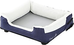 Pet Life Dream SmartElectronic Heating & Cooling Bolster Dog Bed, Navy, Large