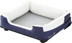 Pet Life Dream SmartElectronic Heating & Cooling Bolster Dog Bed, Navy, Medium