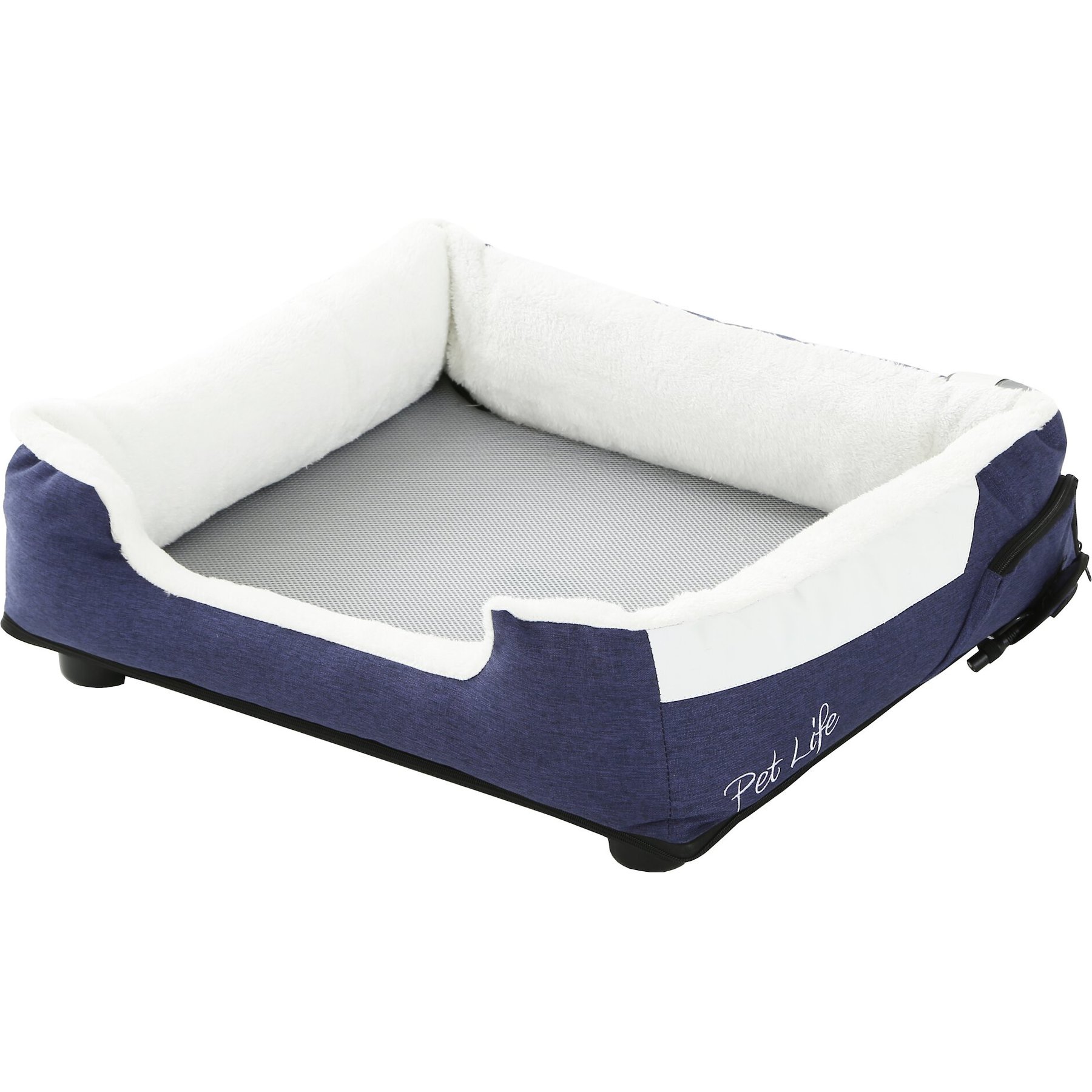 Pet Life Dream SmartElectronic Heating & Cooling Bolster Dog Bed, Navy, Medium